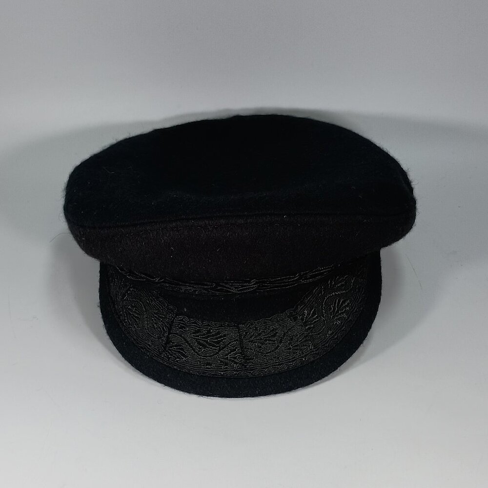 Vintage Greek Fisherman Cap Hat Men Black Greece Dorfman Pacific Size Large
